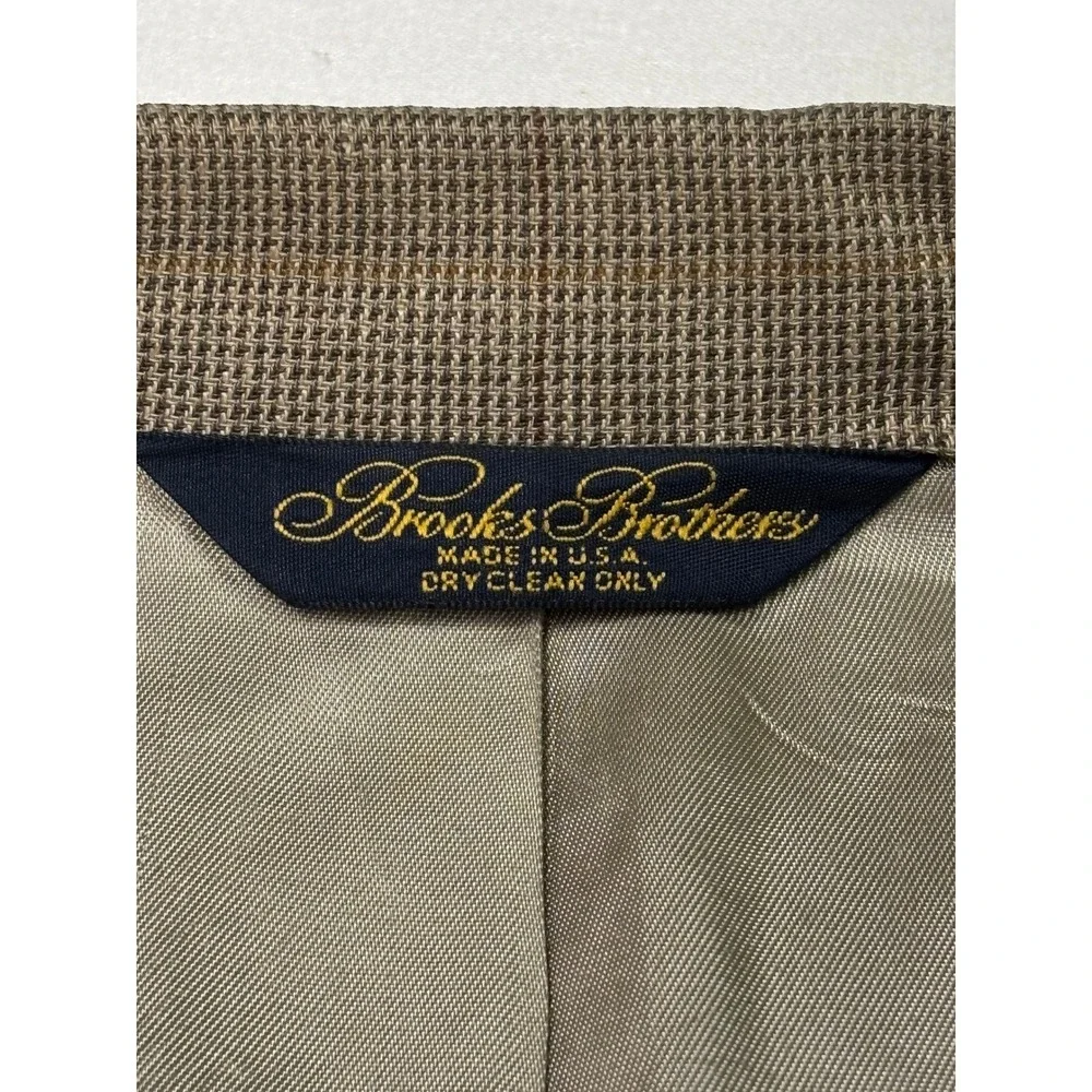 Vintage Brooks Brothers Mens Blazer Jacket Tan Plaid Coat 44 LG Union Made‎ USA